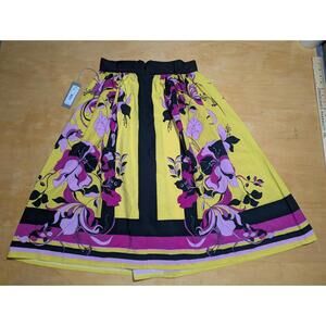 Eva Mendes Collection Retro Passiflora floral flare skirt Size 6 NWT